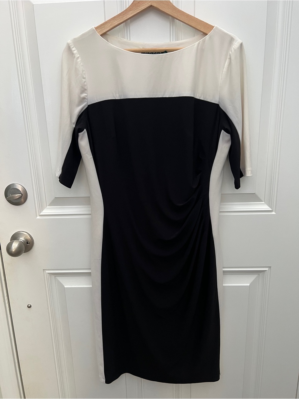 Ralph Lauren Black and Cream Midi Sheath Dress